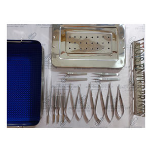 Ensemble d'instruments microchirurgicaux ultra-fins 14 pièces en acier inoxydable allemand, kit de microchirurgie avec boîte en acier inoxydable et tapis en silicone CE - Product Image 1