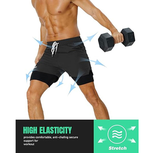 Men's Gym Workouts Quick-Dry Plus Size Shorts High Quality Custom Designed Zipper Pocket Blank 100% Cotton Casual Style - Product Image 4
