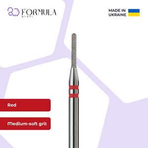 ดอกสว่านเพชรสำหรับทำเล็บ รุ่น Formula Profi Precision ทรงกระบอกมนขนาดเล็ก 1.0 มม. สีแดง เม็ดละเอียด สำหรับงานหนังกำพร้าและขอบเล็บ - Product Image 1