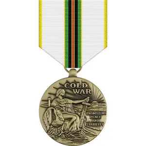 USA Cold War Medal for bulk wholesale custom logo brass die cast Marine Corps commemorative medals with ribbon award medals