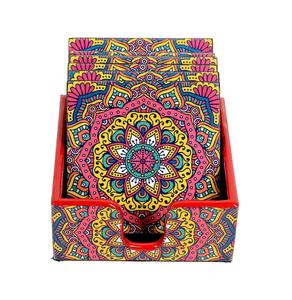 Sous-verres avec support Ensemble de sous-verres enduits d'émail Sous-verres MDF de Tradnary Pvt Ltd - Product Image 1