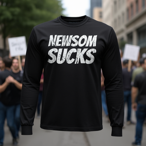 T-shirt a maniche lunghe Gavin Newsom Suck Anti-Governor, parte della collezione di magliette promozionali - Product Image 3