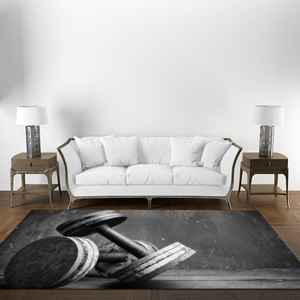 Tapis imprimé motivant : Tapis de gym avec haltères pour une utilisation en intérieur et en extérieur, tapis fin non tissé - Product Image 4