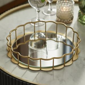 Bandeja de Servicio Rectangular de Metal Dorado de Diseño Moderno, Decoración de Ramadán 2026, Gran Venta - Product Image 1