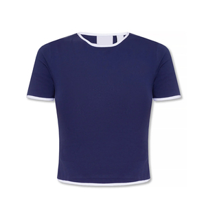 T-shirts courts pour femmes, Design le plus élégant, couleur bleue, Slim, coupe courte, à vendre, Tops courts blancs pour femmes - Product Image 1