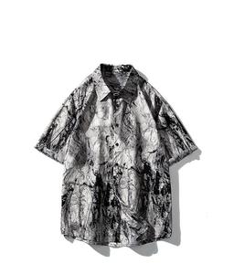 Chemise décontractée 2024, chemise à fleurs, style rétro américain, design personnalisé de haute qualité, tie-dye, manches courtes pour hommes - Product Image 2