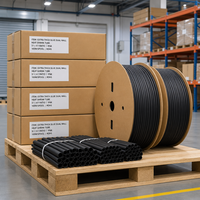 Tube thermorétractable noir à double paroi, rétrécissement 3x, en éthylène-acétate de vinyle, tension 1kV, de -55°C à 125°C, gaine isolante épaissie pour câbles