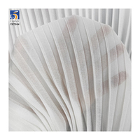 Kain Chiffon Mutiara Berkualitas Tinggi YX796 120gsm, Putih Murni, Poliester, Tenun, Lipatan Akordion 1CM