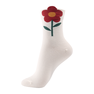 Chaussettes en coton pour femmes Kikiya - Chaussettes décontractées respirantes en tricot à imprimé floral avec un grand motif mignon pour un usage quotidien - Product Image 2