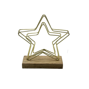 Modern Design Iron & <b>Wood</b> <b>Star</b> Christmas Decoration Customized Brass Plating Rectangular Base for Tabletop Factory Wholesale - Product Image 1