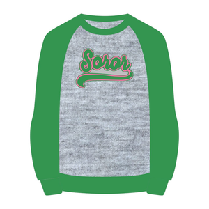 เสื้อสเวตเชิ้ตแขนแร็กแลน คอกลม Heather Grey 08 สำหรับชมรมนักศึกษาหญิง สีชมพู สีเขียว สไตล์ลำลอง สำหรับนักศึกษาหญิง - Product Image 5