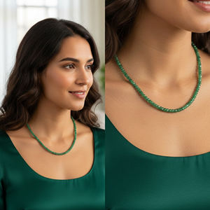 Collar de Cuentas Ajustables de Plata de Ley Chapadas en Oro con Facetas de Fresa Verde, Fábrica de Gemas de Jaipur, Certificado IGI, para Boda - Product Image 6