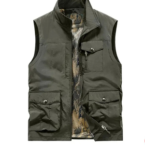 Chaleco de Trabajo de Verano para Hombre, de Lona de Algodón, Multibolsillos, Sin Mangas, para Pesca, con Cuello en V y Cremallera, 180g - Product Image 4