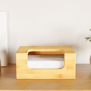 Nouveauté élégante boîte à mouchoirs en bois de bambou rectangulaire affichage de dessus de table par Vecraft - Product Image 1