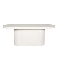 Mesa de Comedor de Hormigón Moderna y Ecológica, Ovalada, para 8 Personas, con Impresión de Logotipo Gratuita, para Uso Comercial en Hoteles y Entradas, Precio al por Mayor