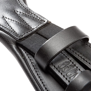 Sangle de dressage anatomique en cuir noir de haute qualité, boucles à rouleaux en acier inoxydable, anneau en D central, design profilé ADIBA - Product Image 5
