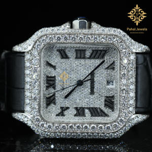 นาฬิกาข้อมือผู้ชายขายดี ระบบออโตเมติก สายสแตนเลส สไตล์ฮิปฮอป ประดับเพชรโมอิสซาไนต์ ขายดีที่สุด - Product Image 2