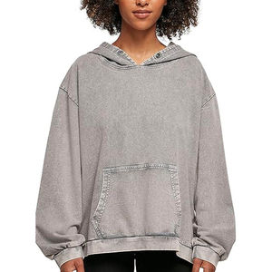 Venta al por mayor logotipo personalizado de alta calidad lavado con ácido de manga completa sudaderas con capucha de diseño casual temporada de invierno para las mujeres lavado con ácido sudaderas con capucha - Product Image 1