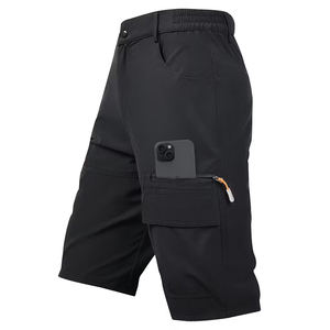 Shorts cargo pour homme de qualité supérieure, noir uni, longueur genou, séchage rapide, respirant, pour le travail en extérieur, les voyages, le golf, les vêtements décontractés - Product Image 1