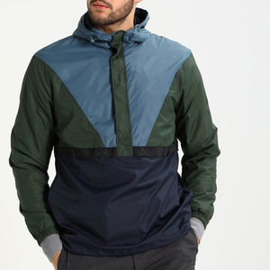 Wholesale Unisex Vintage Windbreaker Jacket with Quater Zipper Hoodie Lightweight Waterproof Colour Block Panel Hot Seller 2025 - Product Image 2