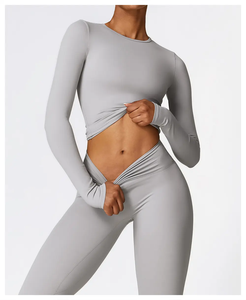 Conjuntos de gimnasio para mujer, Sujetador deportivo de 2 piezas, conjunto de Yoga sin costuras con espalda cruzada, mallas para correr, ropa de gimnasio, traje de Yoga Atlético - Product Image 6