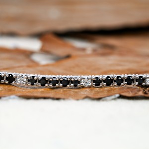 Bracelet de tennis en diamant de laboratoire de bijoux fins en or blanc Bracelet de diamant de pavage blanc et noir de 2mm rond et brillant pour elle - Product Image 2