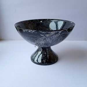 Bol à fruits en acrylique avec tourbillon blanc Cuisine Bol à salade en résine de table Nouveau design Bol en résine de service Fait à la main Maison Jardin - Product Image 4