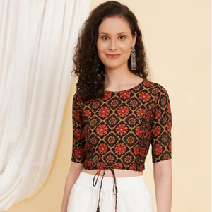 เสื้อเบลาส์ผ้าฝ้ายหลายลายดอกไม้คอกลมและแขนสั้นทำจากผ้าคอตตอนใส่สบายขนาดปกติไซส์ XL เหมาะสำหรับสวมใส่ง่ายในชีวิตประจำวัน - Product Image 1