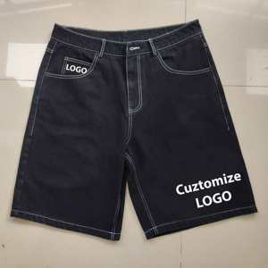 Custom Men's Denim <b>Jeans</b> Shorts <b>Embroidered</b> Soft Cotton Durable Stretch Breathable Summer Casual Wear Mid Length Comfortable - Product Image 3