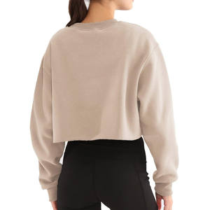 Top corto de manga larga para mujer, ropa deportiva de Primavera/otoño, sudadera con estampado Digital, sudaderas con capucha, forro polar de algodón 100% respetuoso con el medio ambiente - Product Image 3