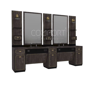 Decorsall Modelo 85 Mueble de Barbería Moderno de Lujo en Madera con Doble Espejo y Lavabo, Mueble Comercial para Salón - Product Image 1