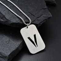 À la mode creux lettre initiale nom collier argent acier inoxydable 26 Alphabet pendentif collier pour hommes femmes bijoux