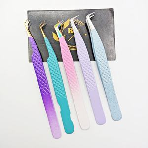 Pinzas de injerto de pestañas de acero inoxidable de Color recubierto de polvo de alta precisión Pinzas de extensión de pestañas postizas segmentadas ligeras - Product Image 4