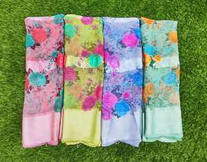 เสื้อพิมพ์ลาย Georgette Saree ไร้น้ำหนักห้าดาว patta กับเสื้อ Saree ผ้าที่มีคุณภาพดีที่สุด - Product Image 5