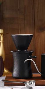블랙 본 차이나 친환경 푸어 오버 커피 드리퍼 세트 (세라믹 커피 드리퍼 및 스테인리스 스틸 필터 포함, 가정용) - Product Image 2