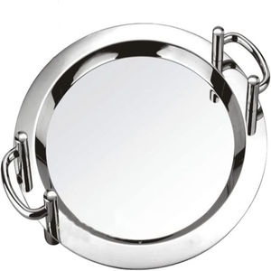 Plateau de service rond en métal écologique avec découpe dorée Forme et taille personnalisables Poignées confortables - Product Image 4
