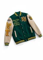 Veste en cuir de haute qualité, manches en cuir, logo personnalisé OEM, broderie, manches en cuir, veste de baseball varsity