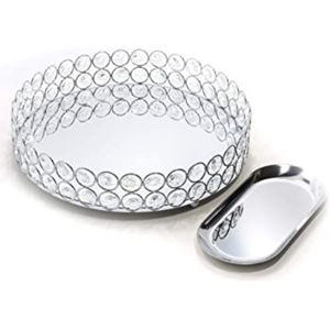 Plateau de rangement rectangulaire en acier inoxydable de qualité supérieure, avec miroir, pour la décoration d'hôtel, de mariage et l'organisation de la maison - Product Image 6