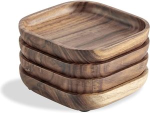 Wooden <b>Coasters</b> for <b>Drinks</b> - Natural Acacia Wood <b>Drink</b> <b>Coaster</b> Set for Drinking Glasses, Tabletop Protection for Any Table - Product Image 2