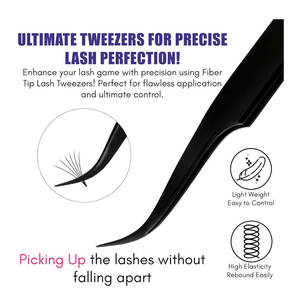 Pinzas de pestañas de acero inoxidable antiestáticas para extensiones de pestañas de aislamiento de volumen Herramienta de calidad premium para uso profesional - Product Image 4