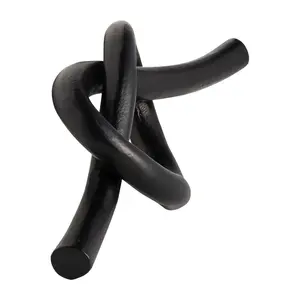 Escultura de nudo decorativo de Metal negro, adorno de mesa minimalista moderno, escultura pulida moderna, Arte Abstracto contemporáneo - Product Image 5
