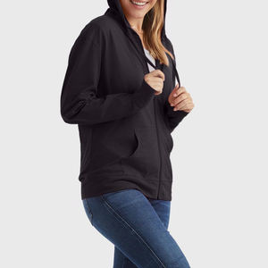 Wholesale 100% Cotton <b>Zipper</b> up Pullover <b>Hoodie</b> with Front Logo Custom Designer Eco-Friendly Winter Wear for <b>Women</b> - Product Image 5