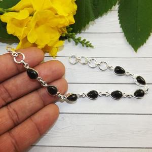 สร้อยข้อมือเทนนิสทำมือ925เงินสเตอร์ลิงสีดำพลอยนิลเครื่องประดับเงินชั้นดีสำหรับงานแต่งงานและของขวัญ - Product Image 4