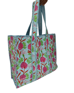 Sac fourre-tout matelassé en coton 100% sur mesure ATITHI ART avec fermeture à glissière et longue poignée - Sac de courses réutilisable et écologique - Product Image 3