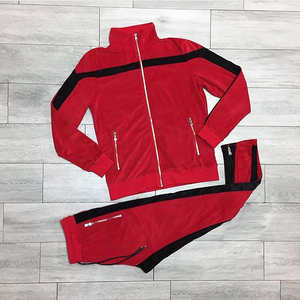 Vente en gros de vêtements de rue de haute qualité Survêtement avec logo personnalisé pour hommes Ensemble pantalon superposé avec veste à glissière - Product Image 2