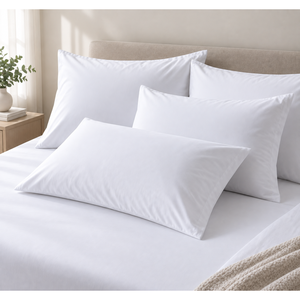 Organic Cotton Pillowcase 60x80 cm <b>White</b> Hotel <b>Envelope</b> Closure 160TC - Product Image 4
