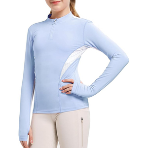 Chemises d'entraînement d'équitation pour femmes personnalisées, légères, durables, pour activités de plein air, fermeture éclair, absorbant la transpiration, douces et rapides - Product Image 1