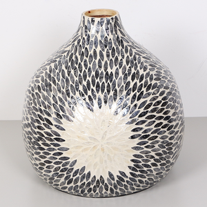 Handmade Mother of Pearl <b>Mosaic</b> Vase Dark Tone Vietnam OEM ODM Decorative Shell Craft Home Interior Accent Wholesale Supplier - Product Image 3