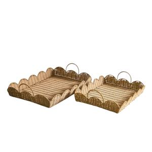 Plateau festonné en rotin, plateau de service, artisanat multifonctionnel, taille et couleur personnalisables, vente en gros - Product Image 5