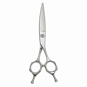 กรรไกรตัดผมสำหรับช่างตัดผม VG10เกรดสูงขัดเงาใบมีดโค้งสำหรับช่างตัดผมร้านเสริมสวยพร้อมที่วางสองนิ้ว - Product Image 1